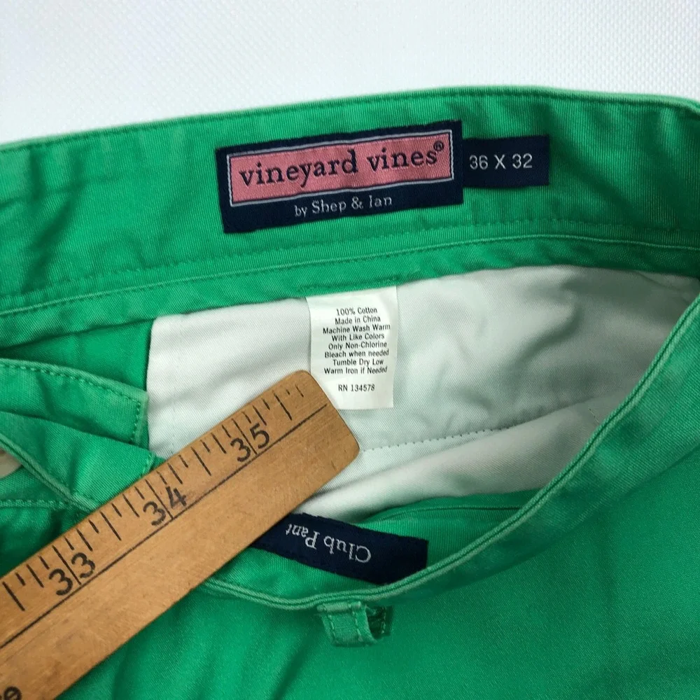 Vineyard Vines Mens Club Pant Green Chino Trousers 36x32 Kelly Green Cotton